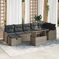8-piece Beige Polyrattan Garden Sofa Set with Cushions