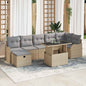8-piece Beige Polyrattan Garden Sofa Set with Cushions