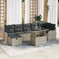 8-piece Beige Polyrattan Garden Sofa Set with Cushions