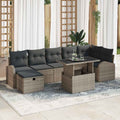 Conjunto de sofá de jardín con cojín 8 pcs Beige Poliratán