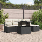 Conjunto de sofá de jardín con cojín 6 pcs Negro Poliratán