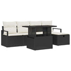 Conjunto de sofá de jardín con cojín 6 pcs Negro Poliratán