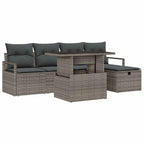 Conjunto de sofá de jardín con cojín 6 pcs Gris Poliratán