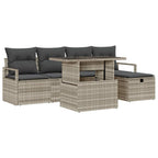 Conjunto de sofá de jardín con cojín 6 pcs Gris claro Poliratán