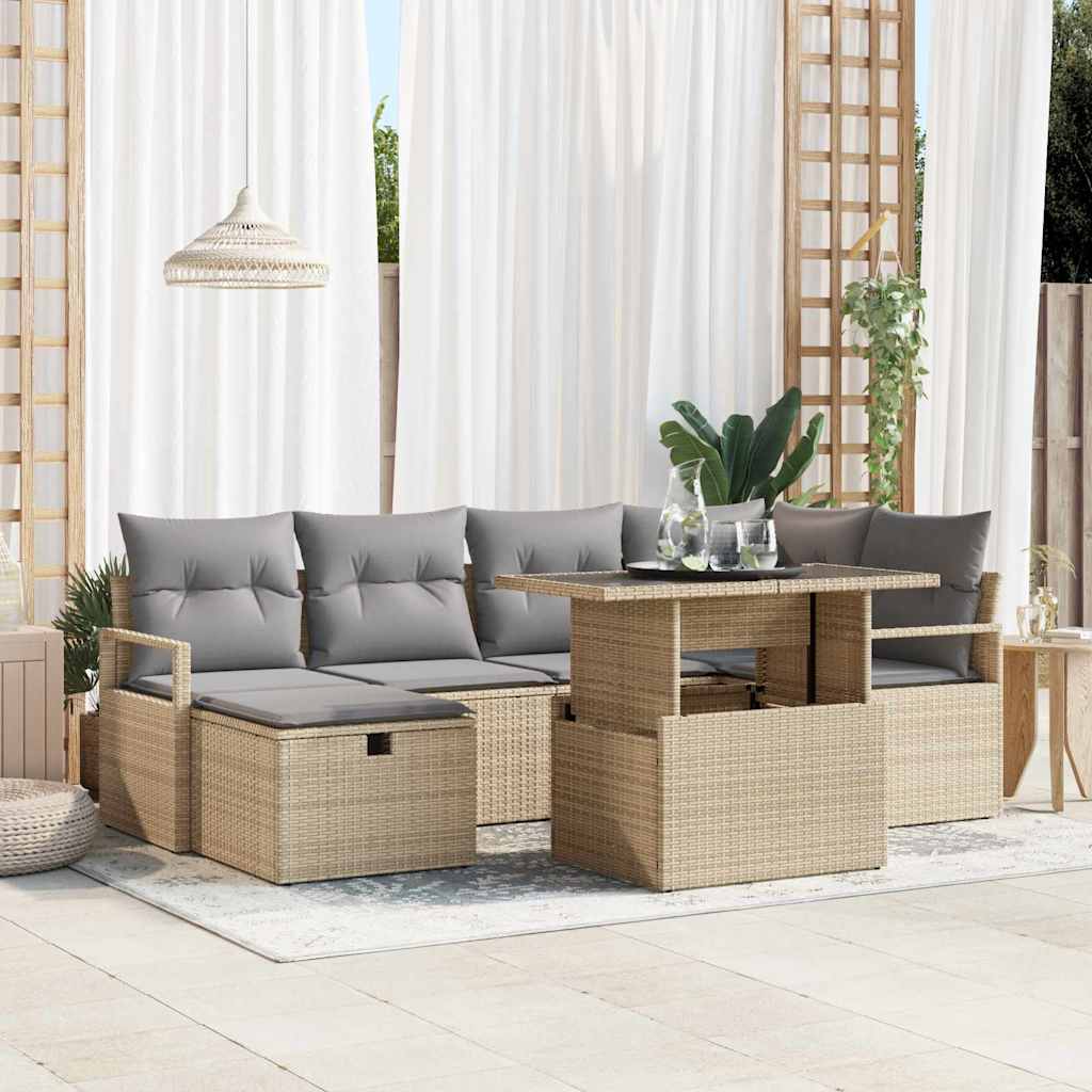 Conjunto de sofá de jardín 8 pcs Marrón Poliratán