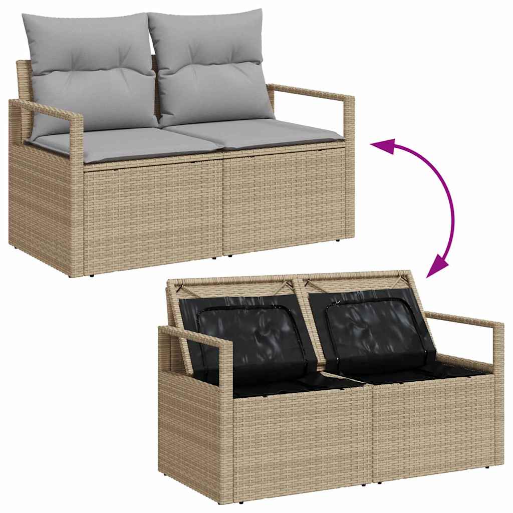 Conjunto de sofá de jardín con cojín 8 pcs Beige Poliratán