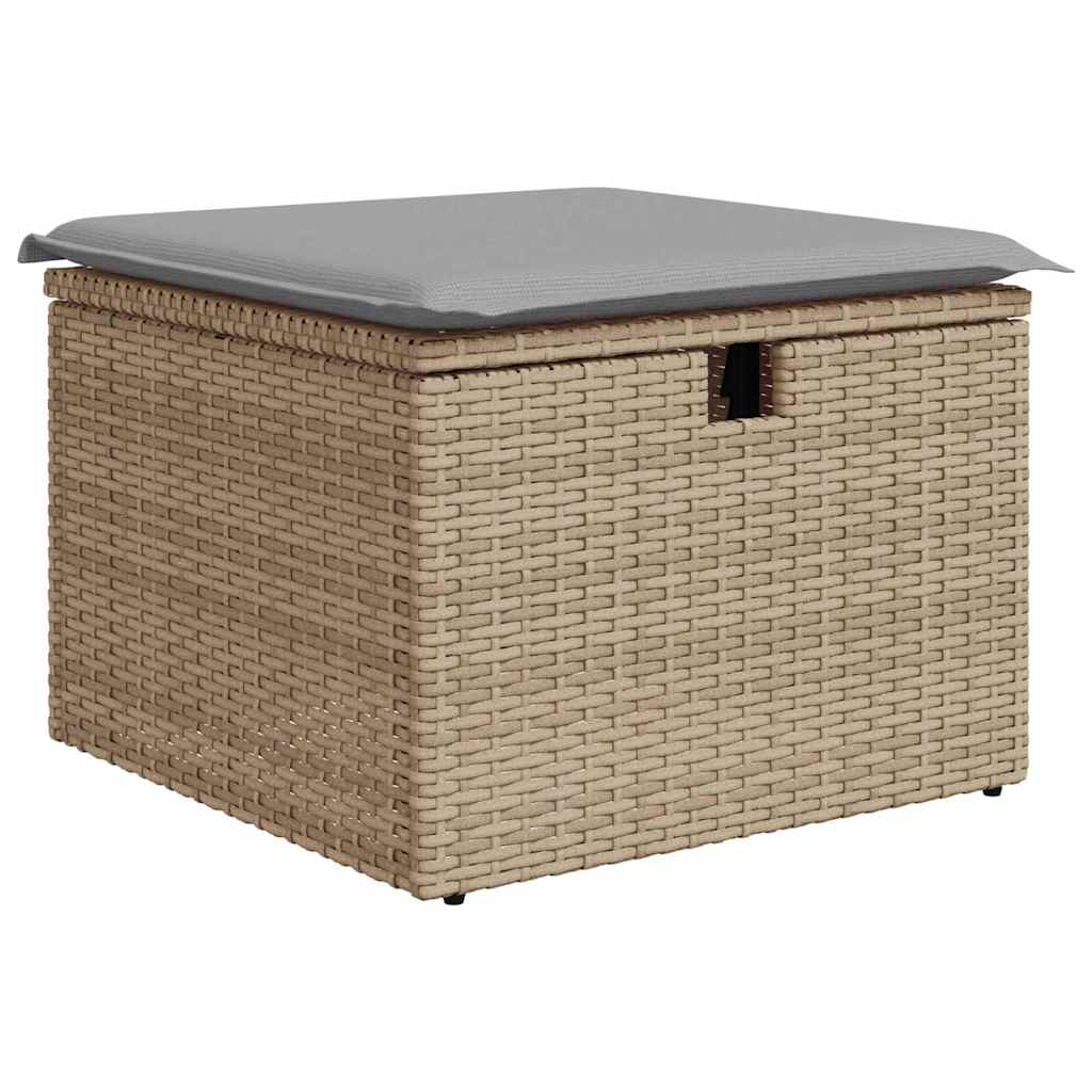 Conjunto de sofá de jardín con cojín 9 pcs Beige Poliratán