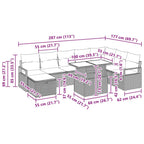 Conjunto de sofá de jardín con cojín 9 pcs Beige Poliratán