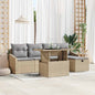 Conjunto de sofá de jardim 6 peças Bege vime sintético