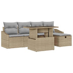 Conjunto de sofá de jardín 6 pcs Beige ratán sintético