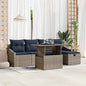 Conjunto de sofás de jardim com almofadões 6 pcs Cinzento vime sintético