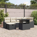 Conjunto de sofá de jardín 7 pcs Negro ratán sintético