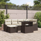 Conjunto de sofá de jardín 7 pcs Marrón ratán sintético
