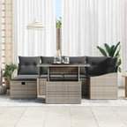 Conjunto de sofá de jardín con cojín 7 pcs Gris ratán sintético