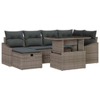Conjunto de sofá de jardín con cojín 7 pcs Gris ratán sintético