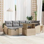Conjunto de sofá de jardín 7 pcs Beige ratán sintético
