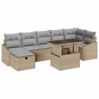 Conjunto de sofá de jardín 8 pcs Beige ratán sintético