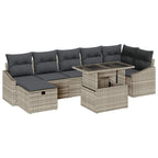 Conjunto de sofá de jardín 8 pcs Gris Claro ratán sintético