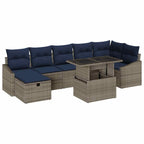 Conjunto de sofá de jardín con cojín 8 pcs Gris ratán sintético
