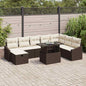 Conjunto de sofá de jardim 9 pcs Bege vime sintético