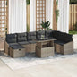 Conjunto de sofá de jardim 9 pcs Bege vime sintético