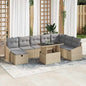 Conjunto de sofá de jardim 9 pcs Bege vime sintético