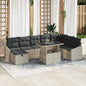 Conjunto de sofá de jardim 9 pcs Bege vime sintético