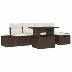 Conjunto de sofá de jardín 6 pcs Marrón ratán sintético