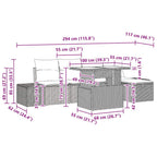 Conjunto de sofá de jardín 6 pcs Gris Claro ratán sintético