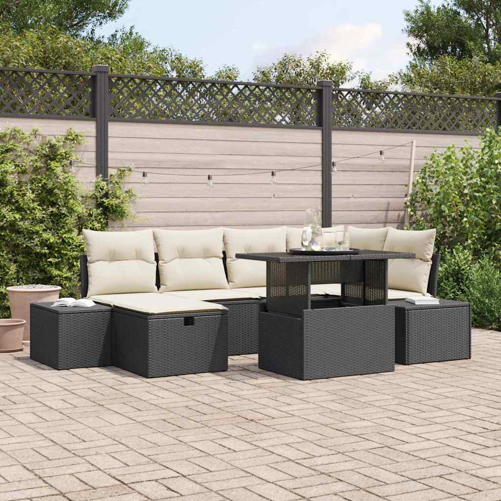 Conjunto de sofá de jardín 7 pcs Gris ratán sintético