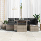 Conjunto de sofá de jardín 7 pcs Gris ratán sintético
