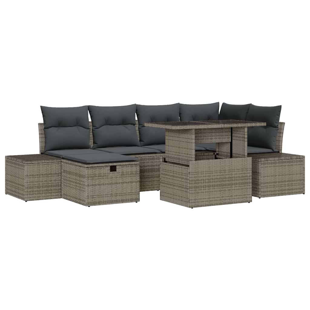 Conjunto de sofá de jardín 7 pcs Gris ratán sintético
