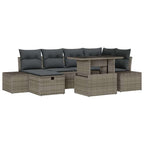 Conjunto de sofá de jardín 7 pcs Gris ratán sintético