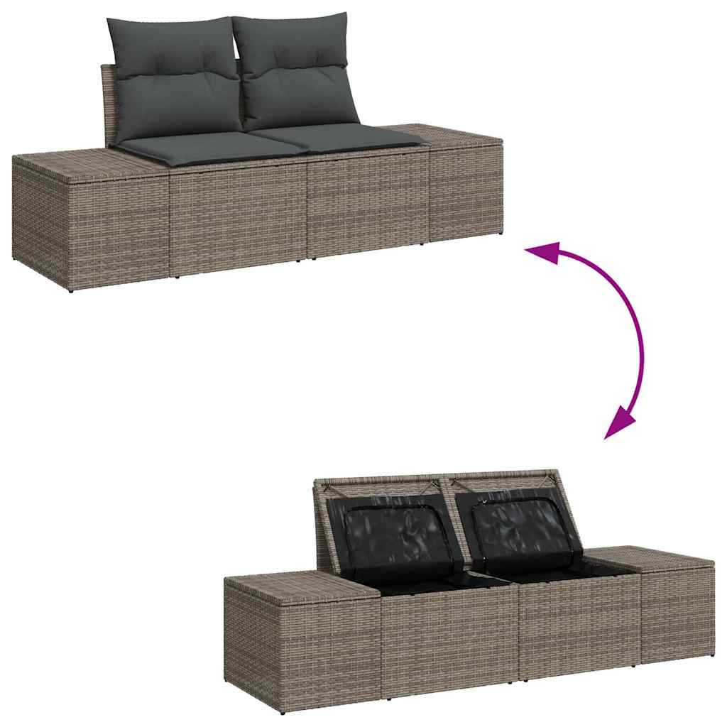 Conjunto de sofá de jardín 7 pcs Gris ratán sintético