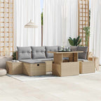 Conjunto de sofá de jardín 7 pcs Beige ratán sintético