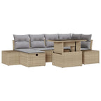 Conjunto de sofá de jardín 7 pcs Beige ratán sintético