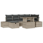 Conjunto de sofá de jardín 7 pcs Gris Claro ratán sintético