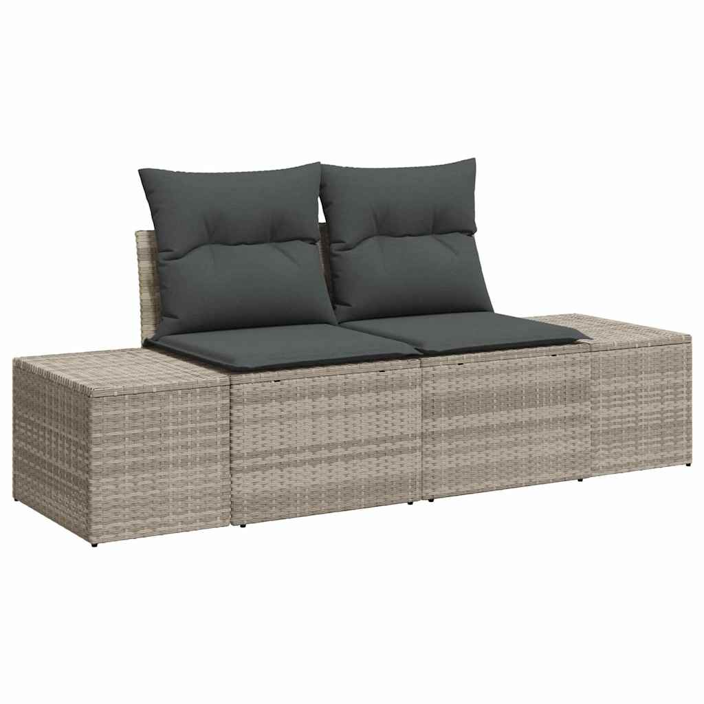 Conjunto de sofá de jardín 7 pcs Gris Claro ratán sintético