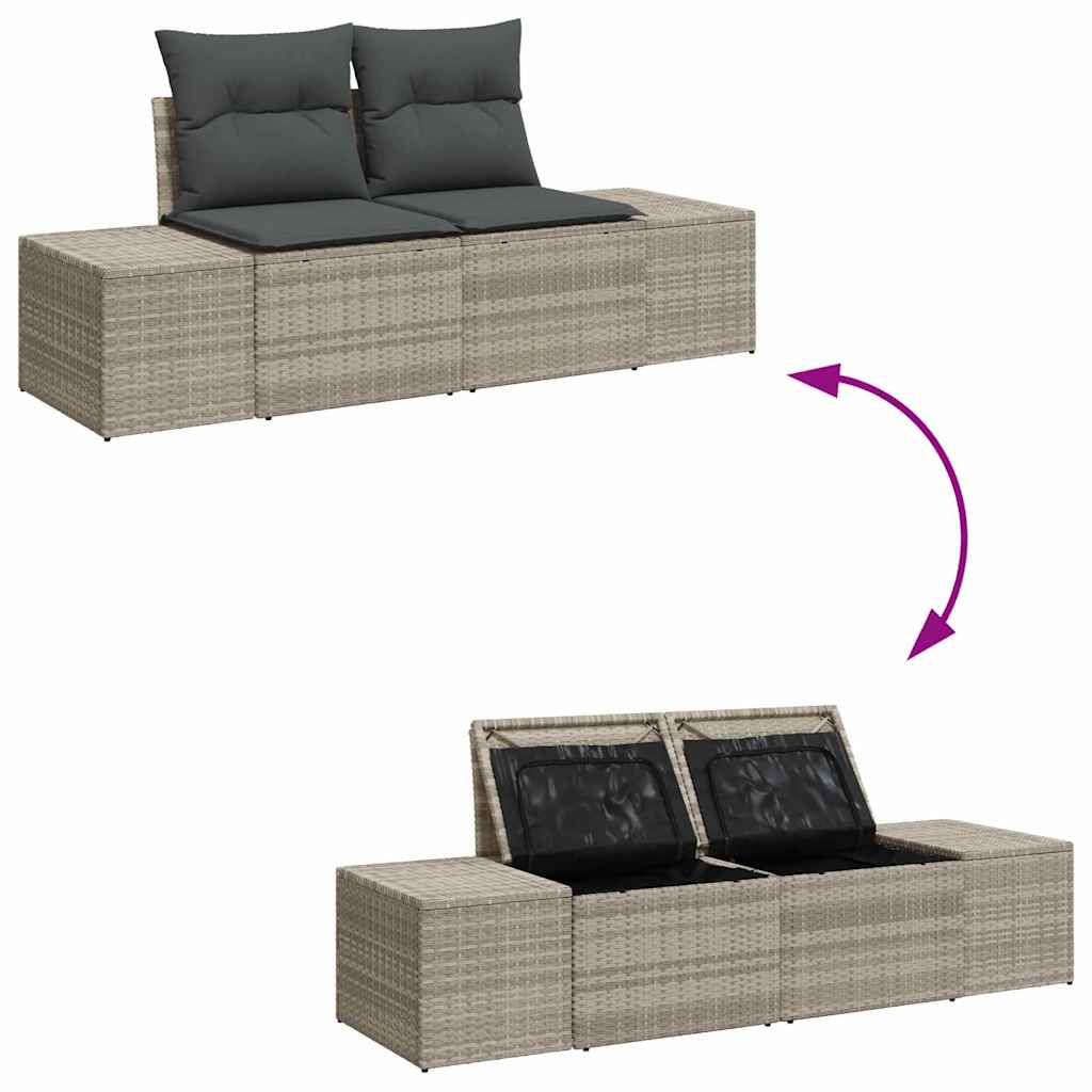 Conjunto de sofá de jardín 7 pcs Gris Claro ratán sintético
