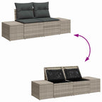 Conjunto de sofá de jardín 7 pcs Gris Claro ratán sintético