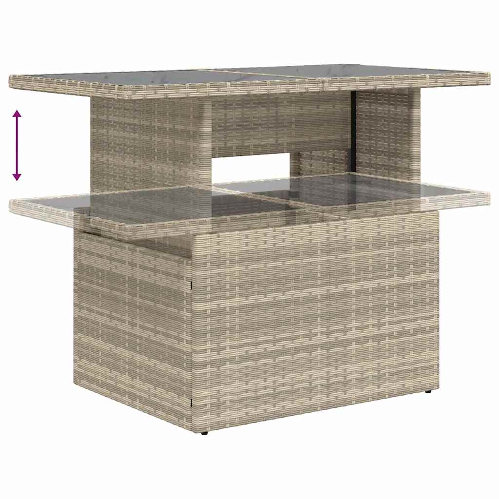 Conjunto de sofá de jardín 7 pcs Gris Claro ratán sintético