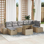 Conjunto de sofá de jardín 8 pcs Beige ratán sintético