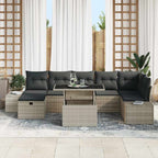 Conjunto de sofá de jardín 8 pcs Gris Claro ratán sintético