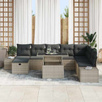 Conjunto de sofá de jardín 9 pcs Gris Claro ratán sintético