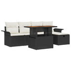 Conjunto de sofá de jardín 6 pcs Negro ratán sintético