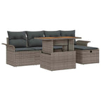 Conjunto de sofá de jardín 6 pcs Gris ratán sintético