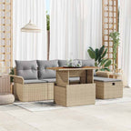 Conjunto de sofá de jardín 6 pcs Beige ratán sintético
