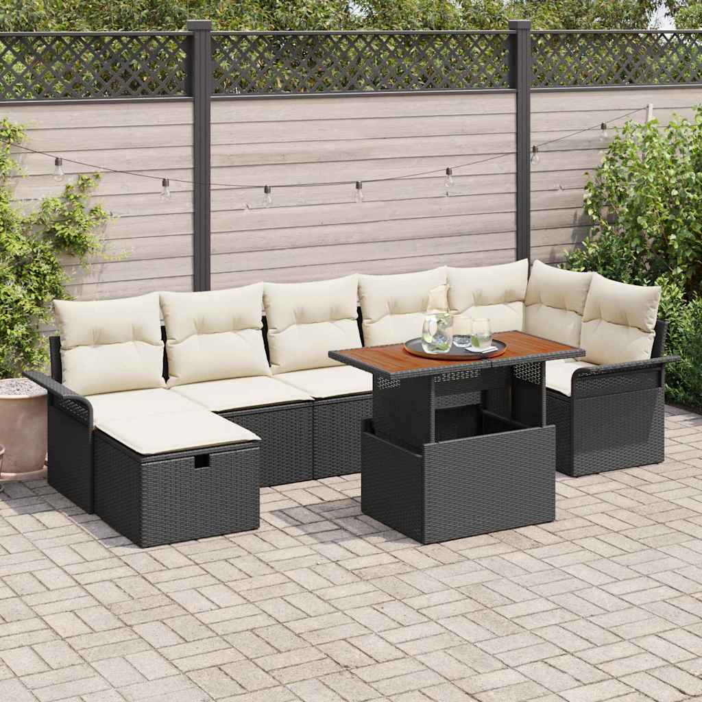 Conjunto de sofá de jardim 8 peças Rato sintético bege