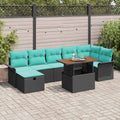 Conjunto de sofá de jardín 8 pcs Negro ratán sintético