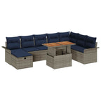 Conjunto de sofá de jardín 9 pcs Gris ratán sintético